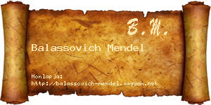 Balassovich Mendel névjegykártya